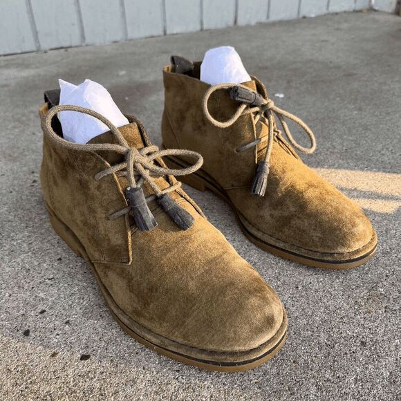 Hush Puppies Olive Suede Chukka Boots w/ Tassel Laces, Size 9 - Picture 8 of 10